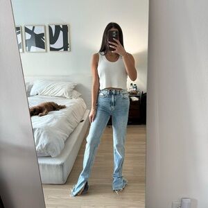Zara High-Rise Slim Flared Jeans with Slit